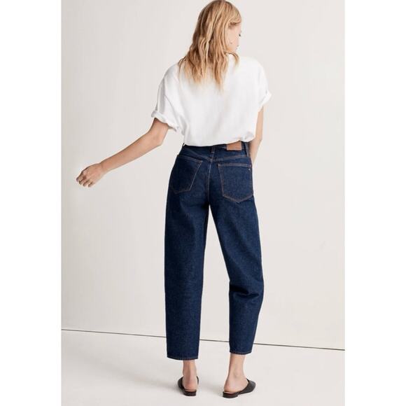 Madewell Balloon Jeans Women 31 Dark Indigo Blue 100% Cotton High Rise Denim - Picture 2 of 10